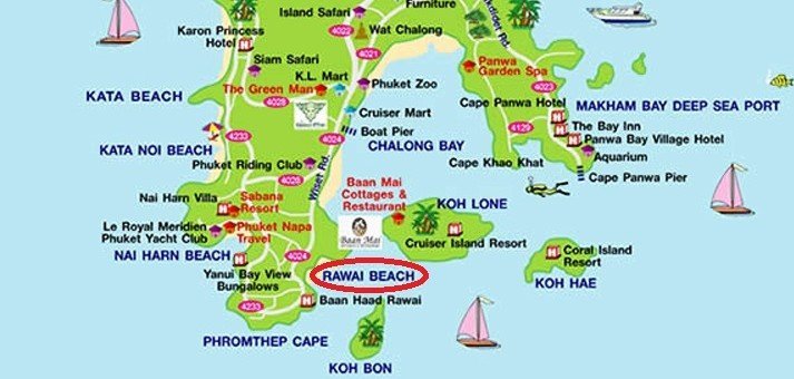 Phuket beach map